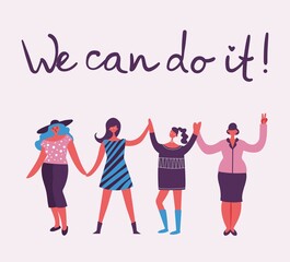 We can do it. Feminine concept and woman empowerment design for banners