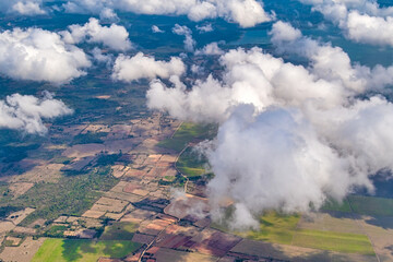 Aerial view of rural area and clouds