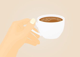 hand with cup of coffee - vector illustration