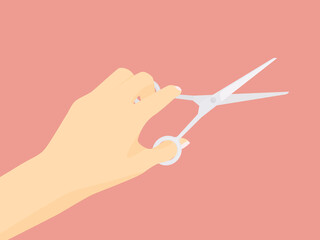 Fototapeta premium hand holding scissors- vector illustration
