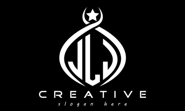 JLJ three letters monogram curved oval initial logo design, geometric minimalist modern business shape creative logo, vector template