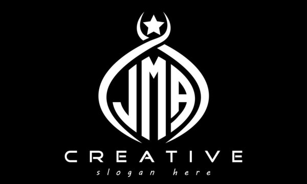 JMA three letters monogram curved oval initial logo design, geometric minimalist modern business shape creative logo, vector template