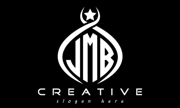 JMB three letters monogram curved oval initial logo design, geometric minimalist modern business shape creative logo, vector template