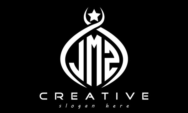JMZ three letters monogram curved oval initial logo design, geometric minimalist modern business shape creative logo, vector template