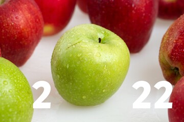 Number 2022 healthy food. resolutions, trends, balanced food, sustainable, healthy food concept.