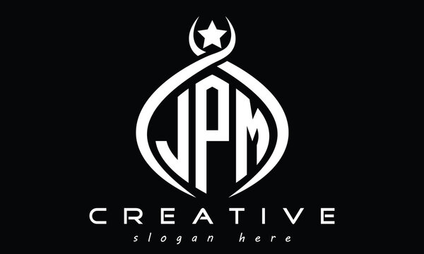 JPM three letters monogram curved oval initial logo design, geometric minimalist modern business shape creative logo, vector template