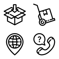 Delivery Flat Icon Set Isolated On White Background