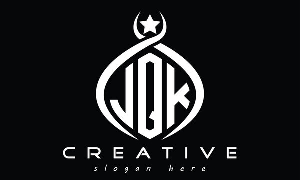 JQK three letters monogram curved oval initial logo design, geometric minimalist modern business shape creative logo, vector template