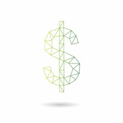 Obraz premium Dollar sign abstract triangle design concept element isolated on a white backgrounds, vector illustration