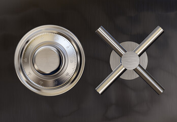 Safe lock code on safety box. The concept of security and protection finance. 3d rendering