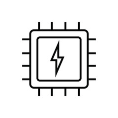 Processor chip for computer with electrical symbol icon vector