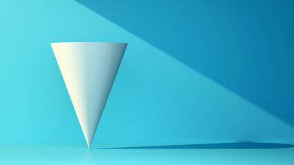 white cone balances on its tip