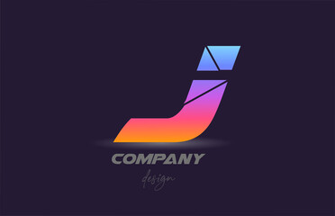 J alphabet letter icon logo with sliced style and colorful design. Creative template for company and business
