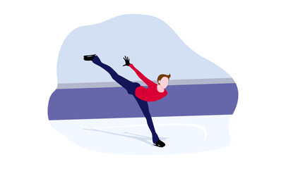 UI design of abstract man skating on ice on an abstract blue background, male Figure Skaters