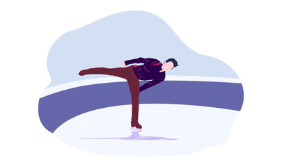UI design of abstract man skating on ice on an abstract blue background, male Figure Skaters
