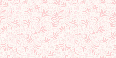 Fototapeta na wymiar Elegant seamless pattern with leaves and curls. Luxury floral background. Vector illustration.