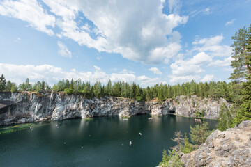 Fototapeta na wymiar Marble quarry filled with water. Ruskeala. Karelia.