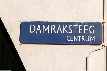 Street Sign Damraksteeg At Amsterdam The Netherlands 28-1-2022