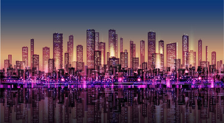 City background with architecture, skyscrapers, megapolis, buildings, downtown.