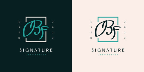 BF Initial Logo Design with Handwriting Style. BF Signature Logo or Symbol for Wedding, Fashion, Jewelry, Boutique, Botanical, Floral and Business Identity