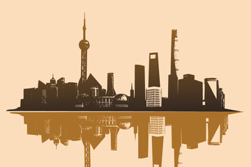 Vector illustration of China landscape. BEIJING travel background. - obrazy, fototapety, plakaty
