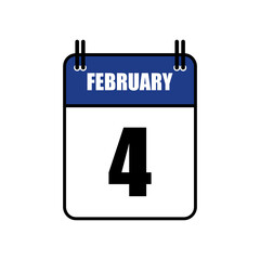 February 4 Calendar Icon Vector Illustration . Date , Day Of Mouth