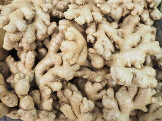 Fresh ginger root, full frame.