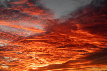 Red sky with white clouds - perfect for sky replacement