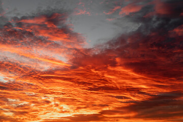 Red sky with white clouds - perfect for sky replacement