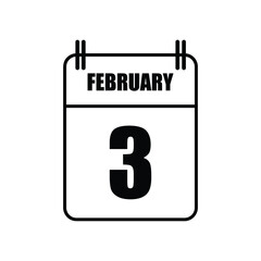 Outline February 3 Calendar Icon Vector Illustration . Date , Day Of Mouth	