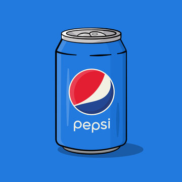 Pepsi can with shadow and background. Vector. Cartoon