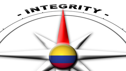 Colombia Globe Sphere Flag and Compass Concept Integrity Titles – 3D Illustration