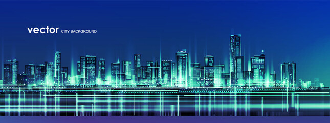 City background with architecture, skyscrapers, megapolis, buildings, downtown. - 484038167
