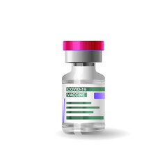 Vaccine against coronavirus COVID-19. Flat vector illustration of vaccine vial. Treatment of coronavirus covid-19. Vaccination against virus, infection. 