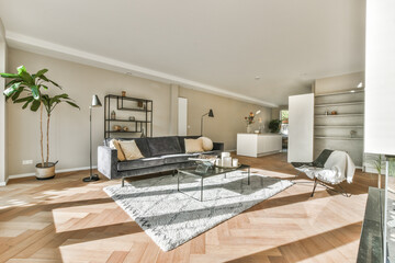 Beautiful living room interior with hardwood floors