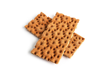 Rye crispbread isolated on a white background.