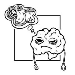 dream of sleeping. brain character vector illustration on white background
