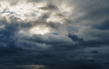 beautiful dark dramatic sky with stormy clouds before the rain or snow