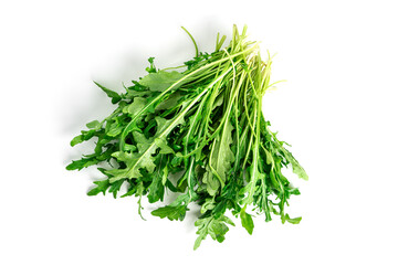 Arugula isolated on white background. A bunch of arugula