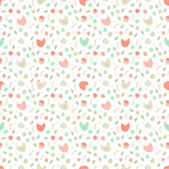 Easter background with Chicken and eggs. Design for Easter