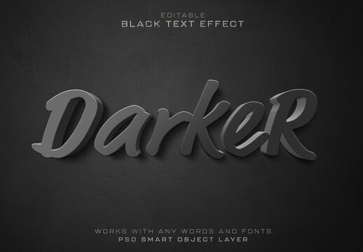 Text Effect Mockup with Black 3D Shadow