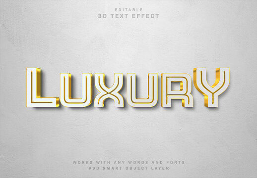 White Text Mockup with 3D Glossy Gold Effect