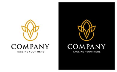 Elegant Lotus Logo Design, Creative modern Logos Designs Vector Illustration Template. on a black and white background.