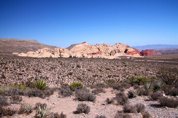 The dangerous and dramatic desert with the Red Rock Canyon on the back