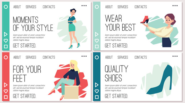 Set of landing pages for Footwear online store app