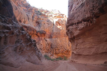 An off road adventure in a narrow abandoned canyon in Capitol Reef National Park