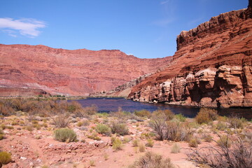 The power and the colors of the water flowing in the Colorado river in the Glen Canyon National Recreation Area