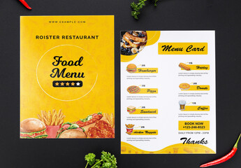 Restaurant Food Menu with Yellow Background