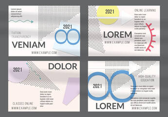 Flyer Layout with Paper Cut Simple Layered Geometric Shapes