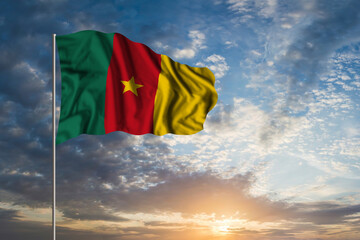Waving National flag of Cameroon
